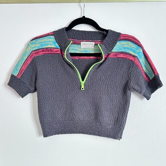 Urban Outfitters Far Out Half-Zip Cropped Jumper - Picture 2 of 7